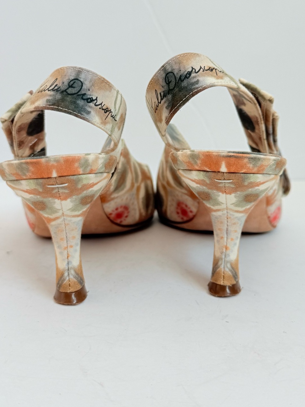 Christian Dior Kaliediorscope Slingback Pumps 37 Multicolor Bow Kitten Heels - Picture 5 of 12